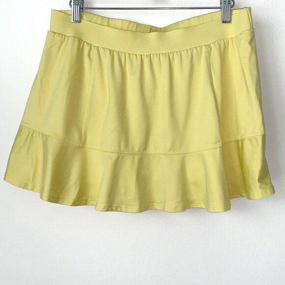 TAIL Tennis Skort Womens Large Yellow Ball Pockets Ruffle Hem Pull On Activewear - Picture 1 of 9